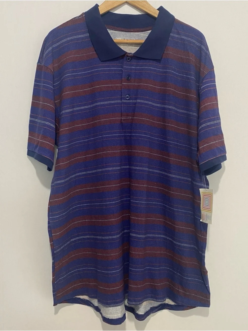 LuLaRoe Polo Shirt Mens XL Striped‎ Cotton Casual Comfortable NWT Blue Casual